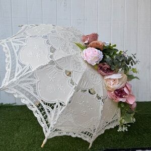 Vintage Ivory Lace Umbrella Wedding Flowers Pastel Pink Peony
Lace Parasol